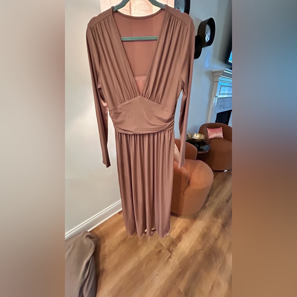 Yozy camel color knit Ribbed maxi dress xl. New